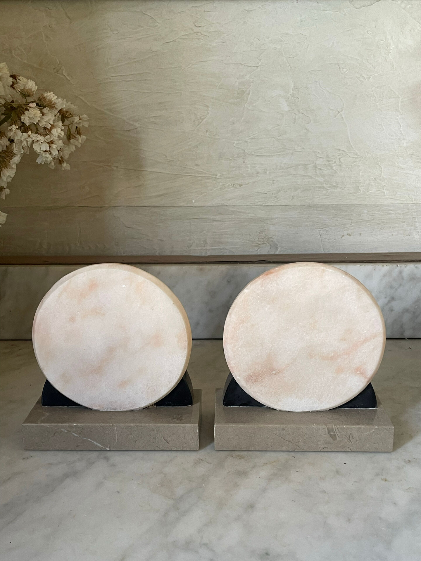 Pair of Art Deco marble and onyx bookends