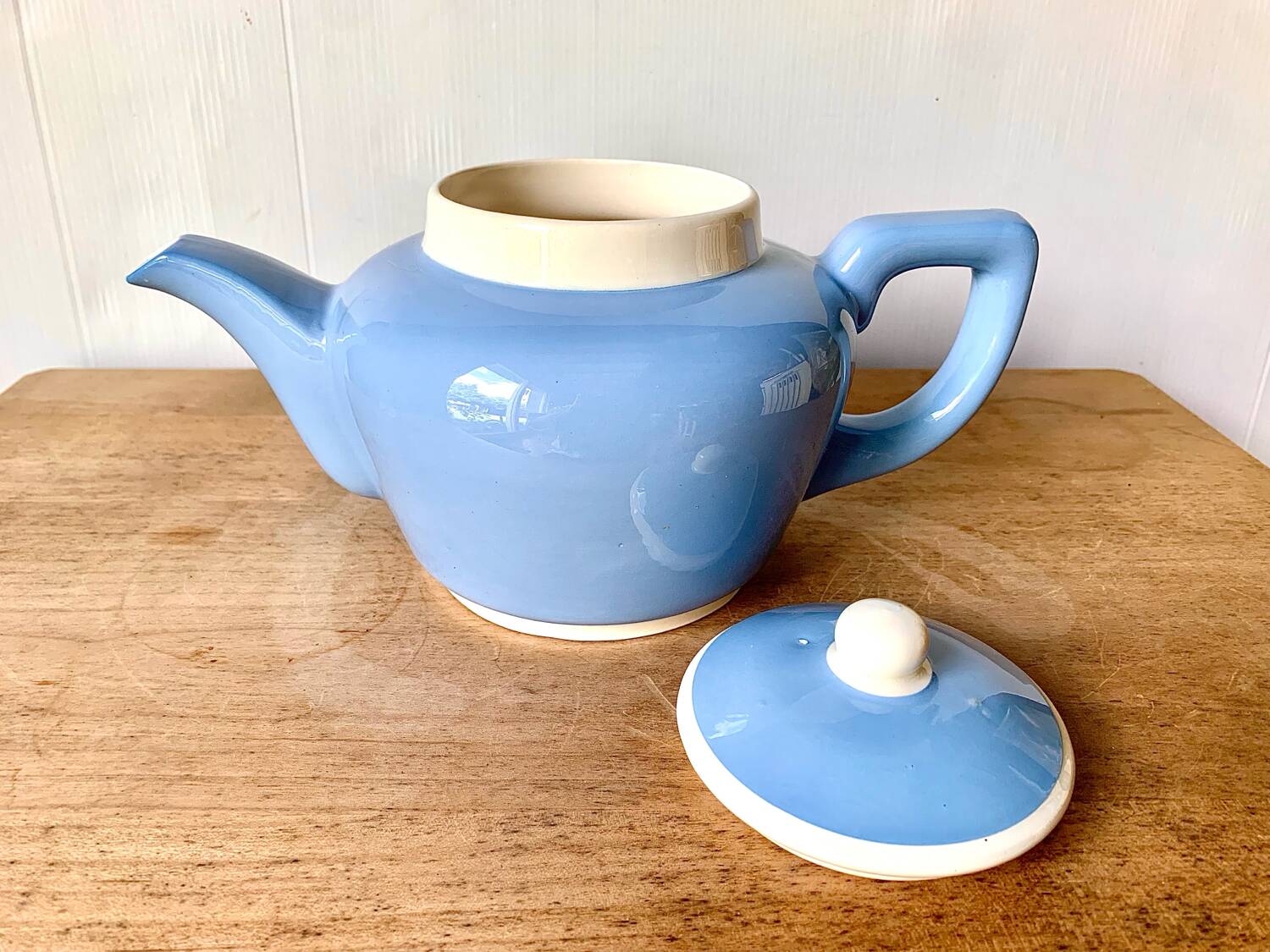 Old sky blue Digoin coffee maker
