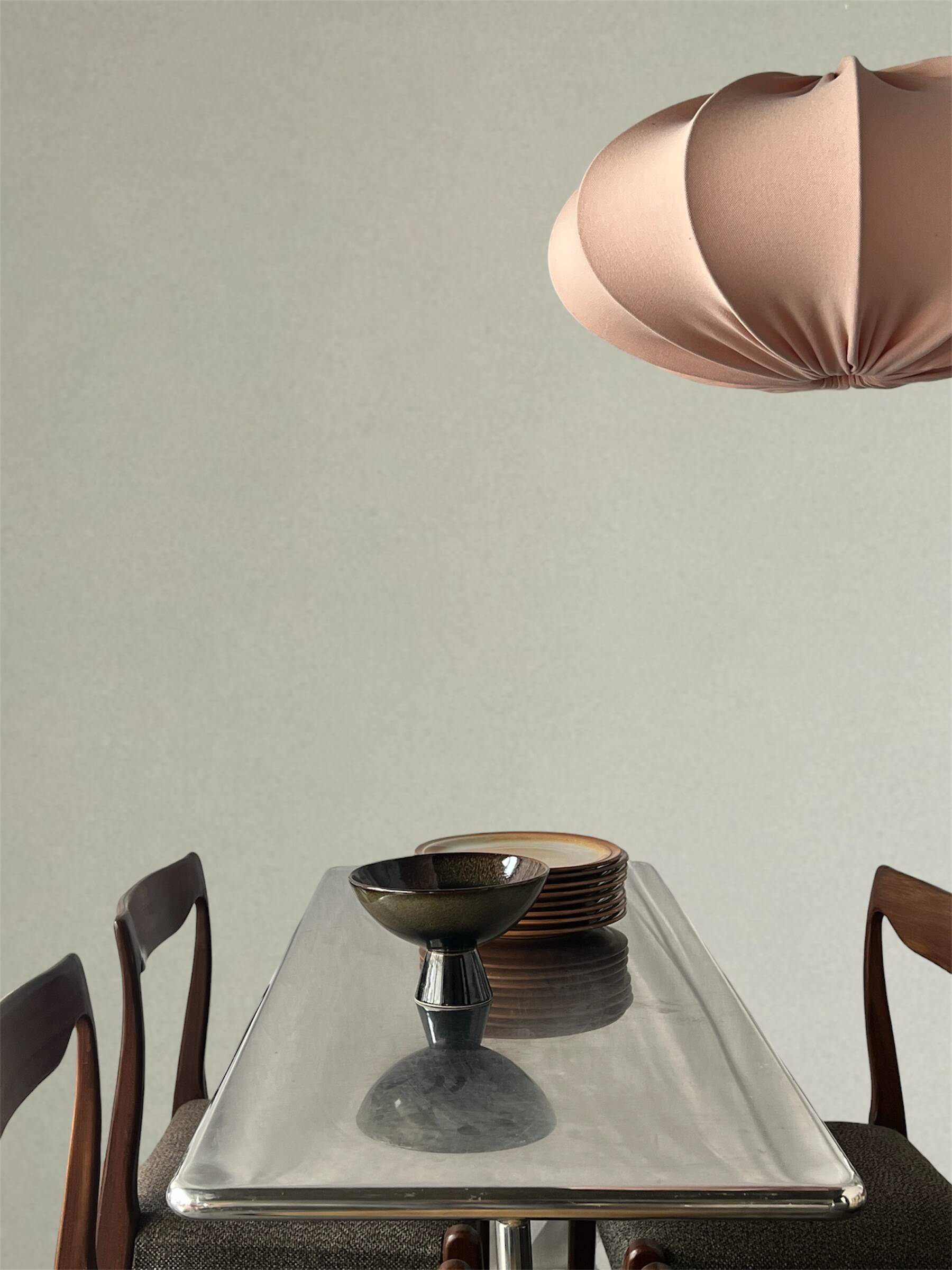 Dining table / tubular and modernist desk in chrome metal