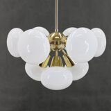 1970s Brass 9-Flamming Chandelier by Sputnik , Czechoslovakia