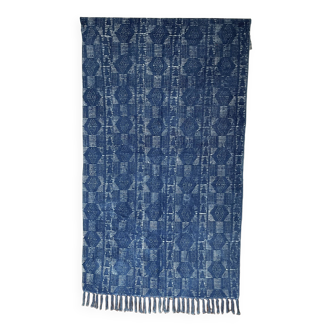 3 x 5 100% Cotton Handweave/Handblock Indigo Rug,Home Decor,Dinning Area,Floor,Living,Indigo Fabric,