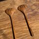 Salad server or large oval split teak spoon. L18 D8.5