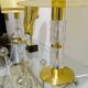 Pair Large Vintage Lamps, Glass & Brass