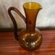 Antique Carafe CF Blown Glass Orange Amber Vintage #B842