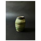 green glazed ceramic vase signed S