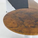 Unique desk Carrara marble & burl wood - Italy, 1980s