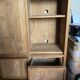 Tv unit with shelves and storage in solid teak
