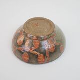 Small bowl in water green glazed ceramic with coral pink pattern