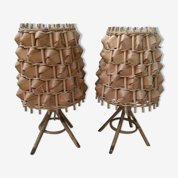 Paire de lampe Bambou