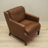 Brown leather armchair, Danish design, 1960s, production: Denmark