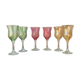 Ensemble de 6 verres à vin en cristal couleurs pastel années 80