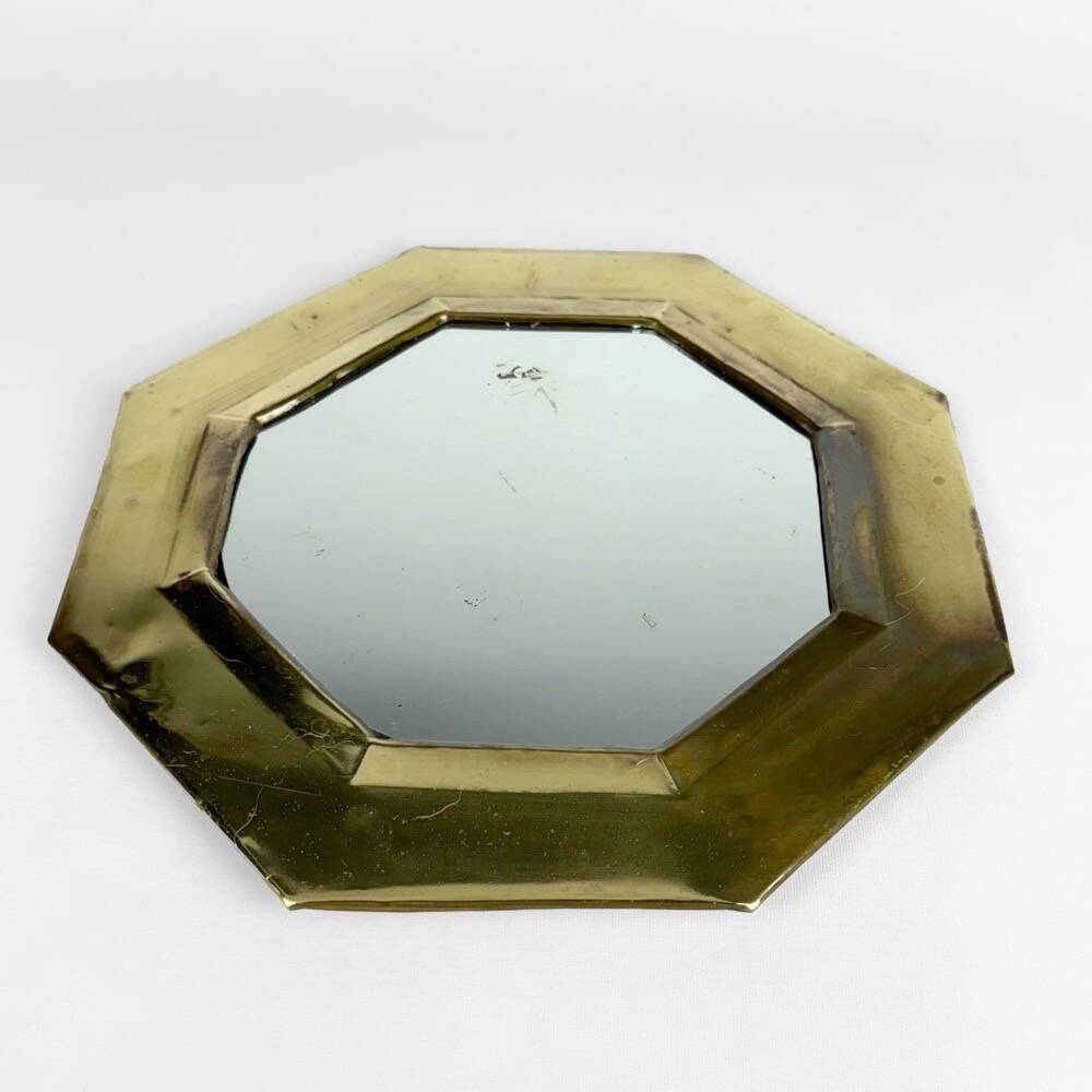 Vintage brass octagonal mirror
