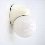 White Tissot wall light with opaque glass globe, 1970s/80s