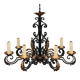 Black and gold patinated wrought iron chandelier – 10 lights – Louis XIV style
