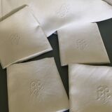 8 damask napkins, monogram, old linen