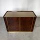Dry bar in walnut and brass with a mirrored top, Italy 1970.