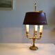 Lampe bouillotte 3 feux bronze et abat jour tôle bordeaux