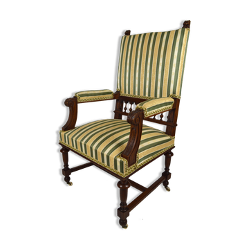 Fauteuil Néo-Renaissance en noyer à têtes de lions, vers 1880