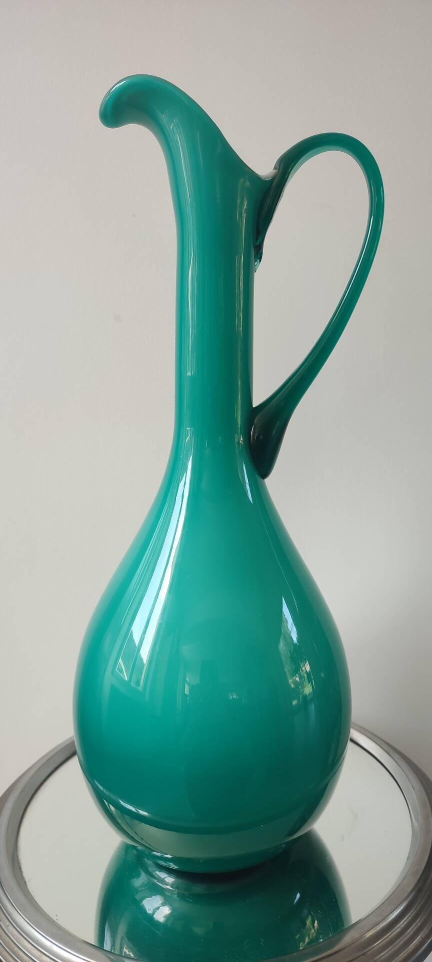 Vintage double glass vase-jug from Empoli (38 cm)