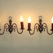 Pair of double Flemish style wall sconces in French silver from the period, with red drops 51.