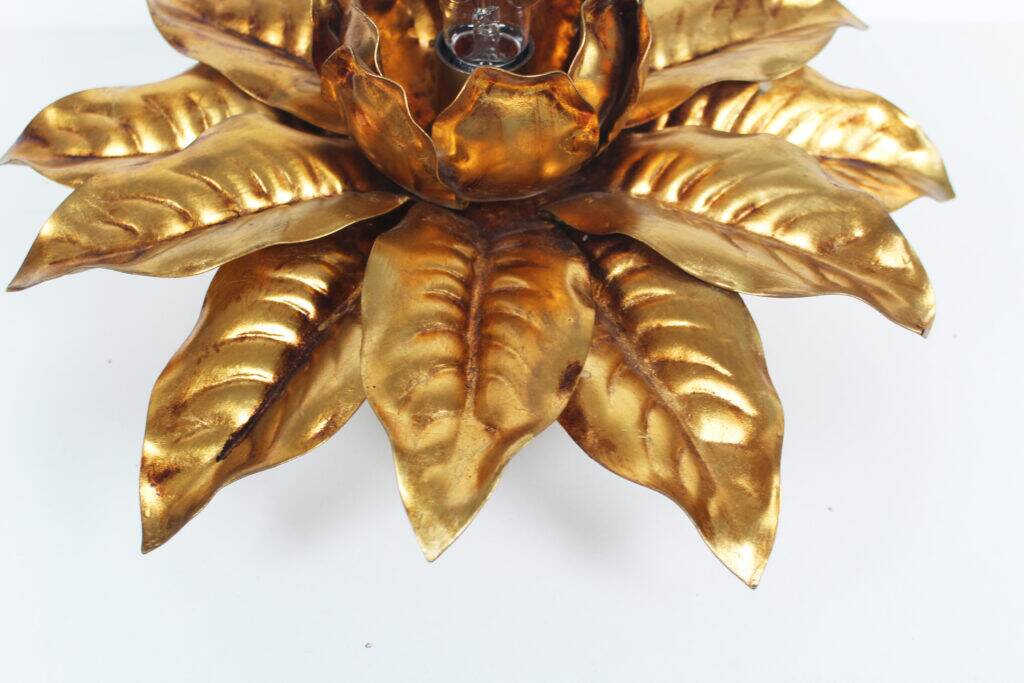 Wonderful large gilded Florentine flush mount light by Masca