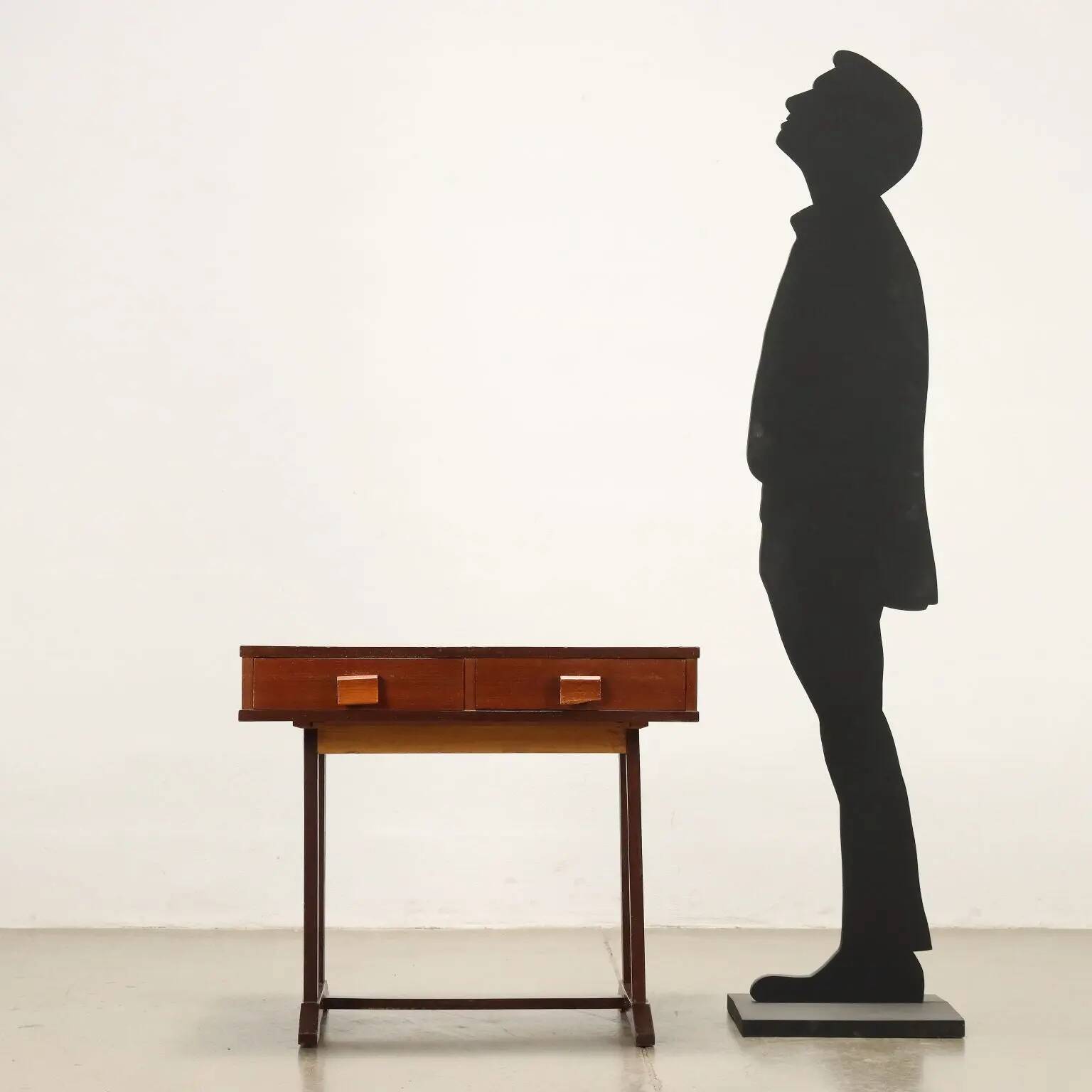 Small vintage table with drawers, teak veneer, 1960s.