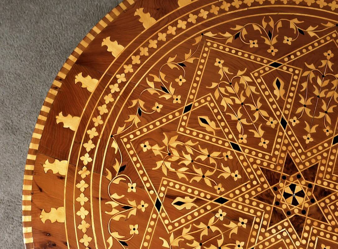 Large Moroccan Tea Table in Marquetry – 20th Century