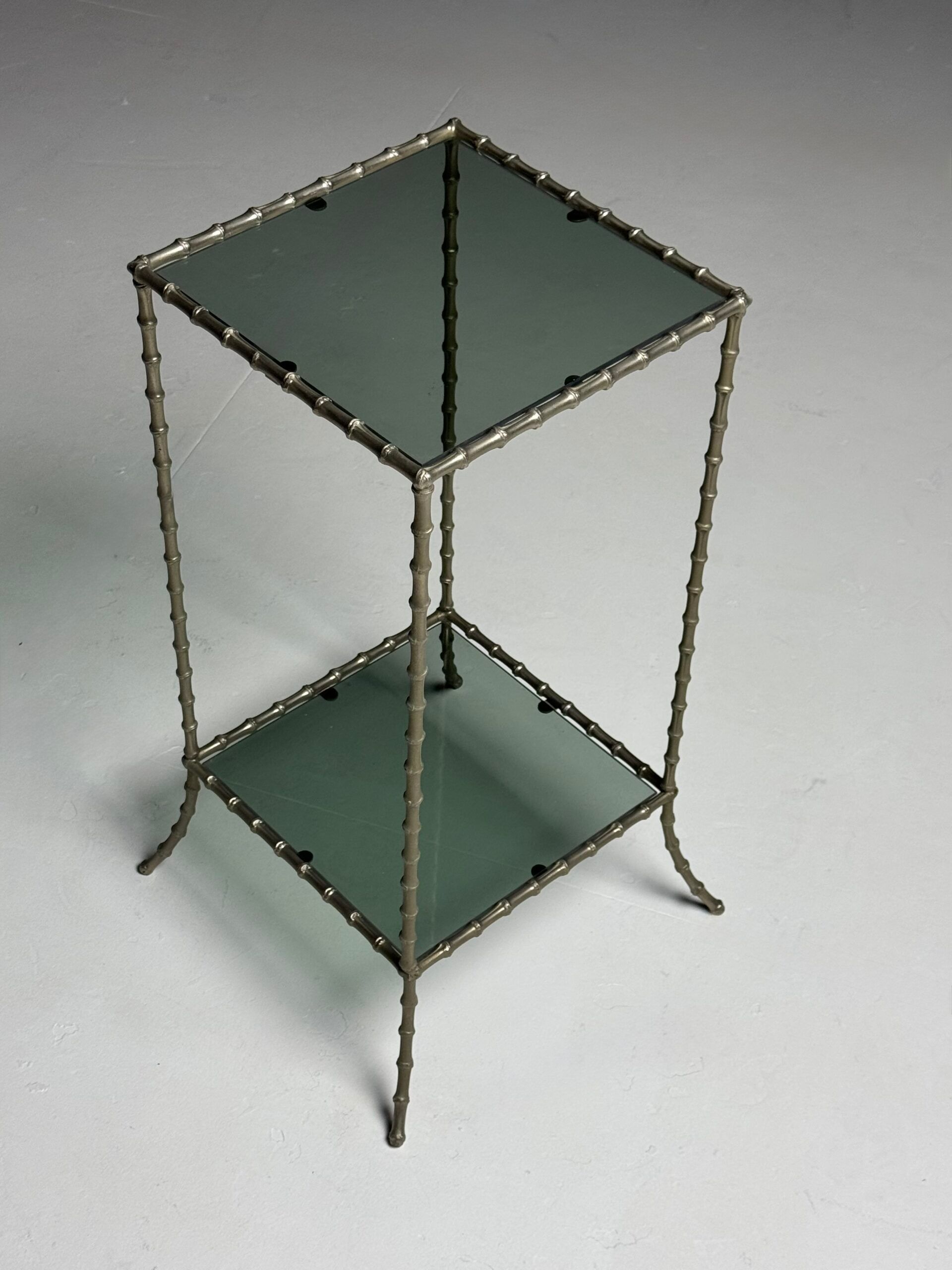 Faux bamboo side table metal