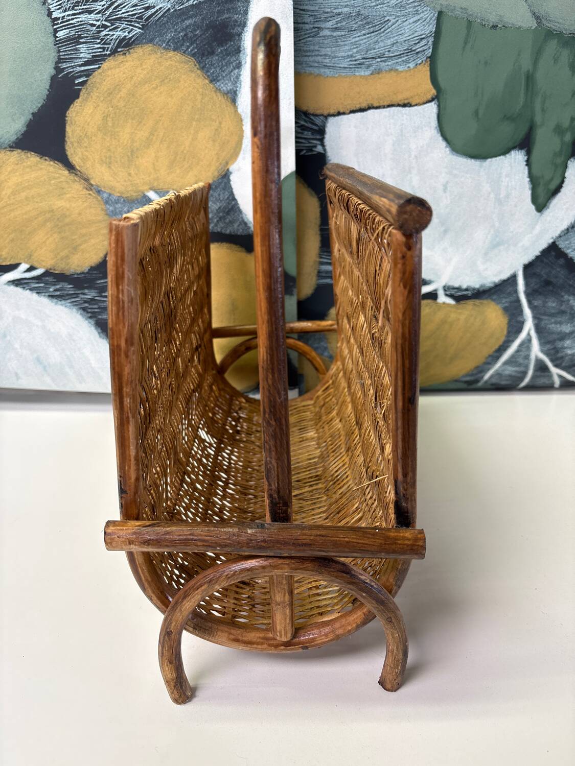 Rattan magazine rack