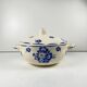 Half-porcelain soup tureen from Badonviller, blue flower pattern, early 20th century.