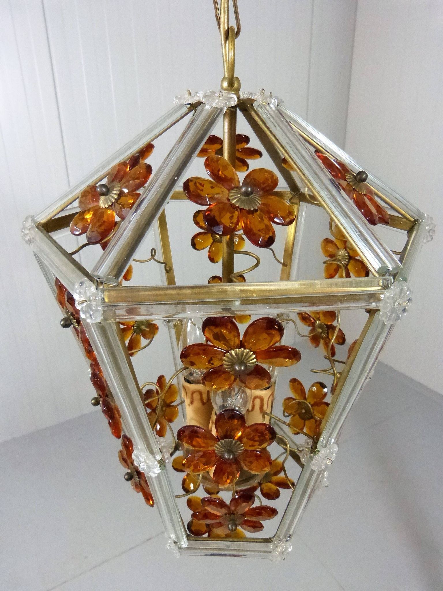 Suspension en verre en forme de fleur, années 1950-60