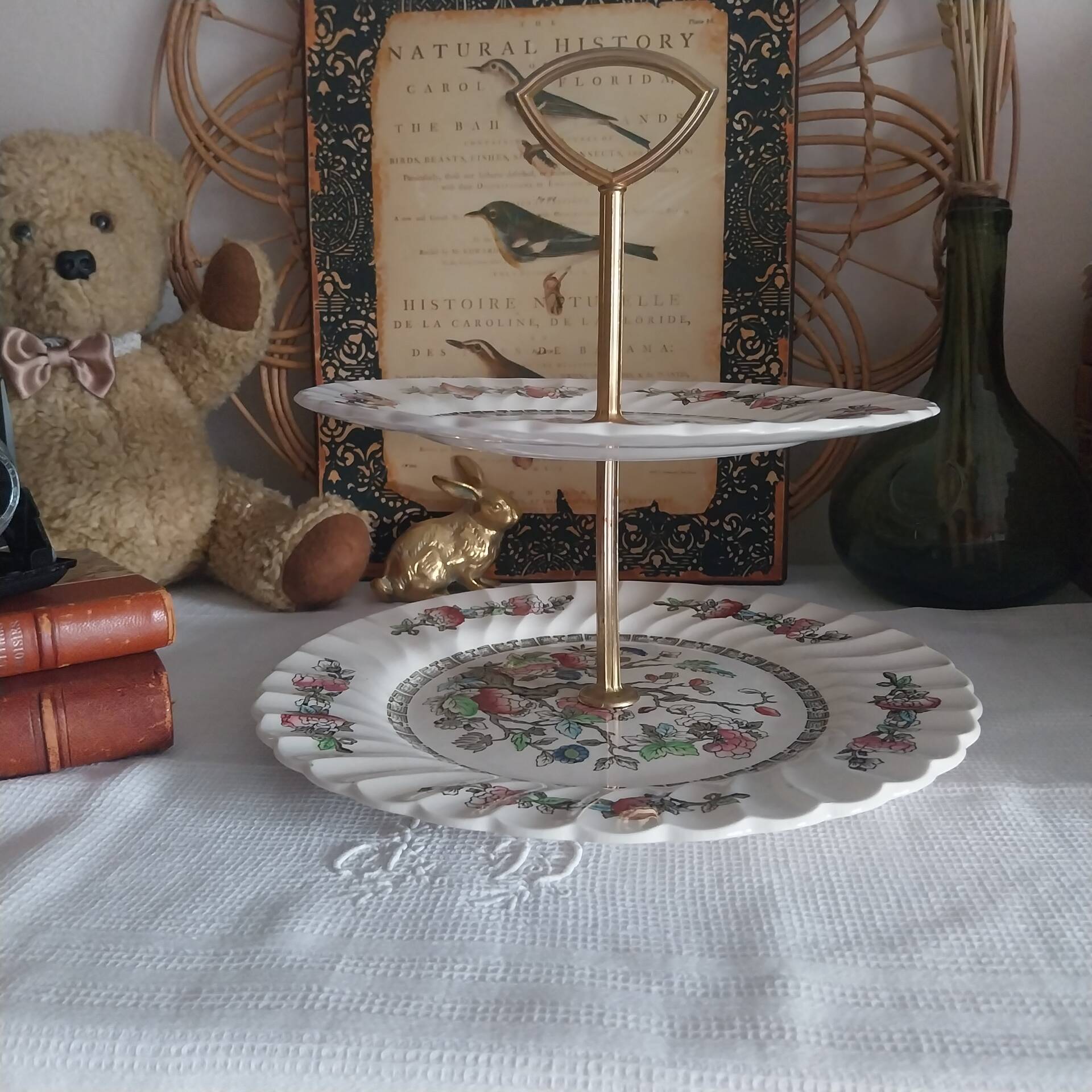 Vintage two-tier serving dish made in England by Myott.