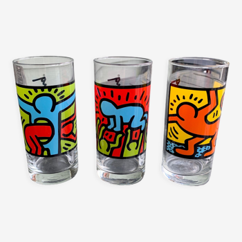 Set 3 collector's glasses Keith Haring 90s