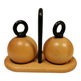 A set of pepper and salt grinders designed by C Jörgensen for Bodum Denmark. late 20th century.