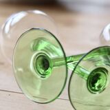 4 vintage liqueur glasses with green tulip base