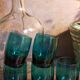 Six verres de verrier bleus paon vintages