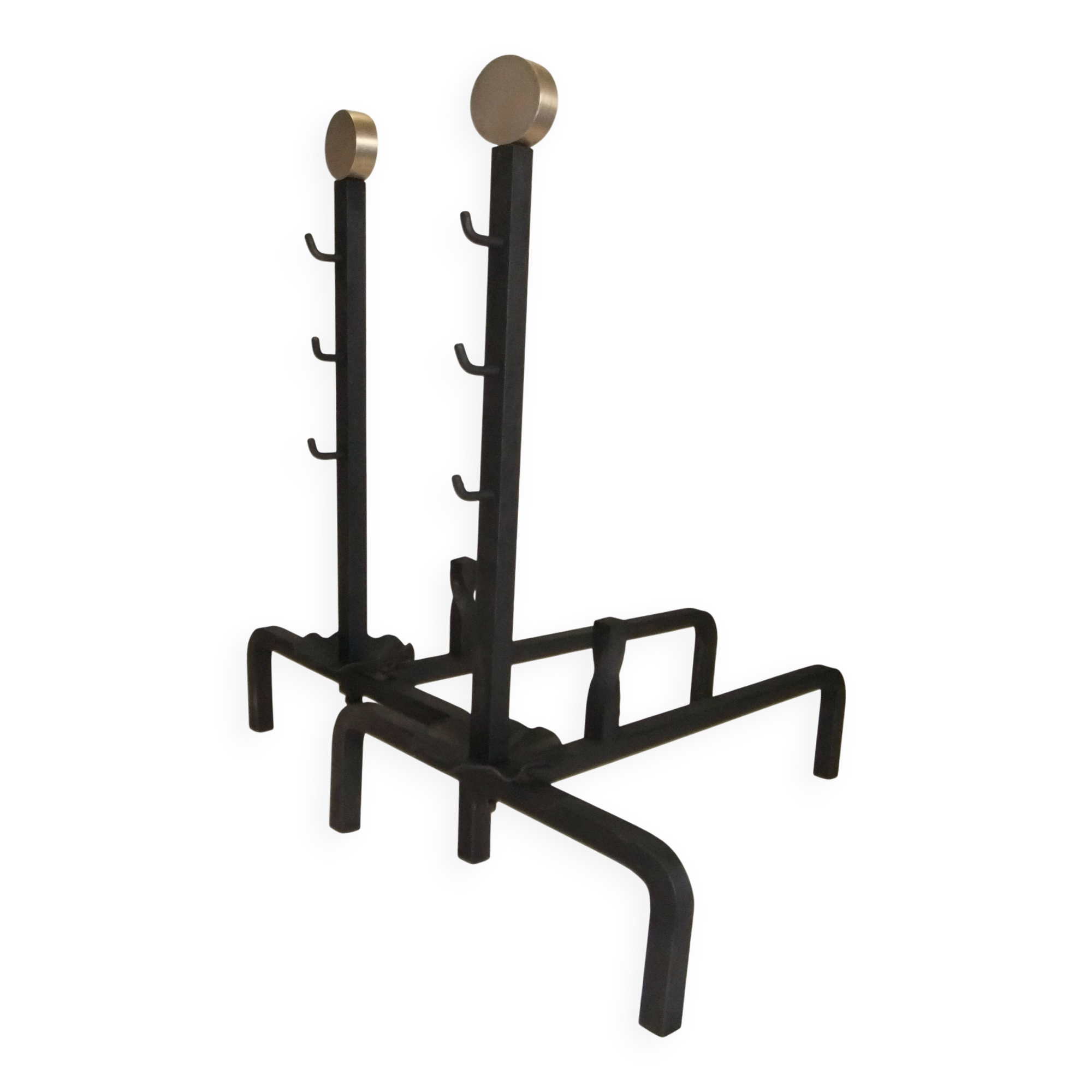 Bronze cast iron firewood fireplace accessory andier spit grill