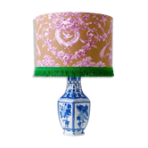 Vintage lamp in porcelain and toile de Jouy