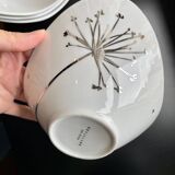 5 White and Silver Porcelain Bowls Made in France