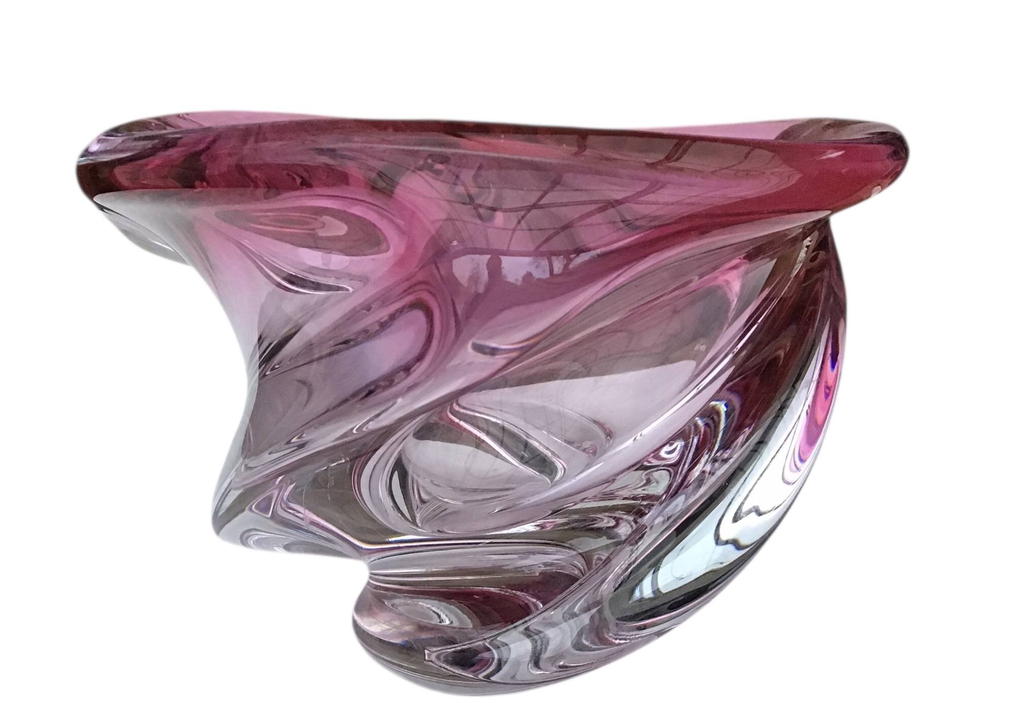 Vase Wave Val-Saint-Lambert ruby submerged design Delvenne 1950