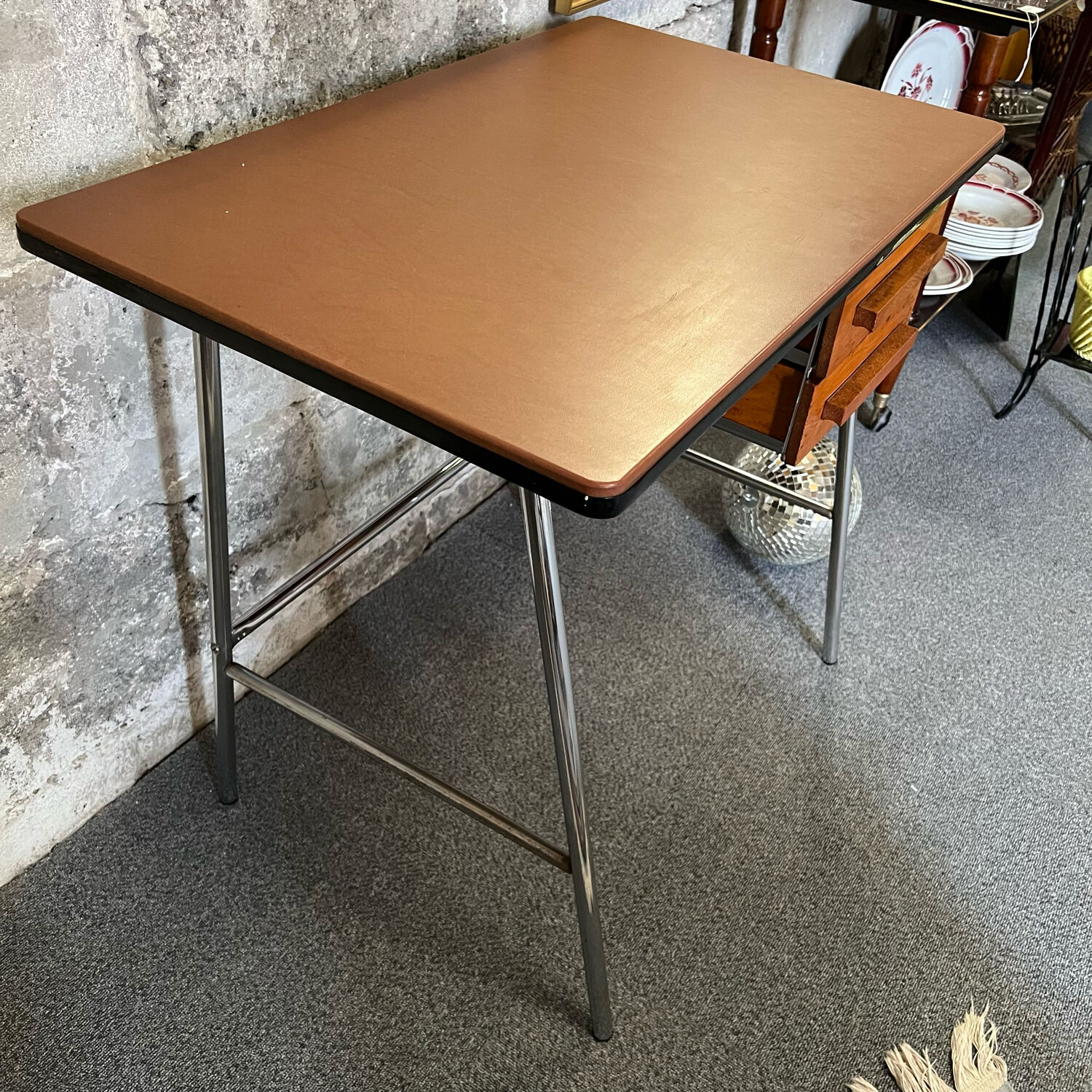 Bureau vintage métal et bois