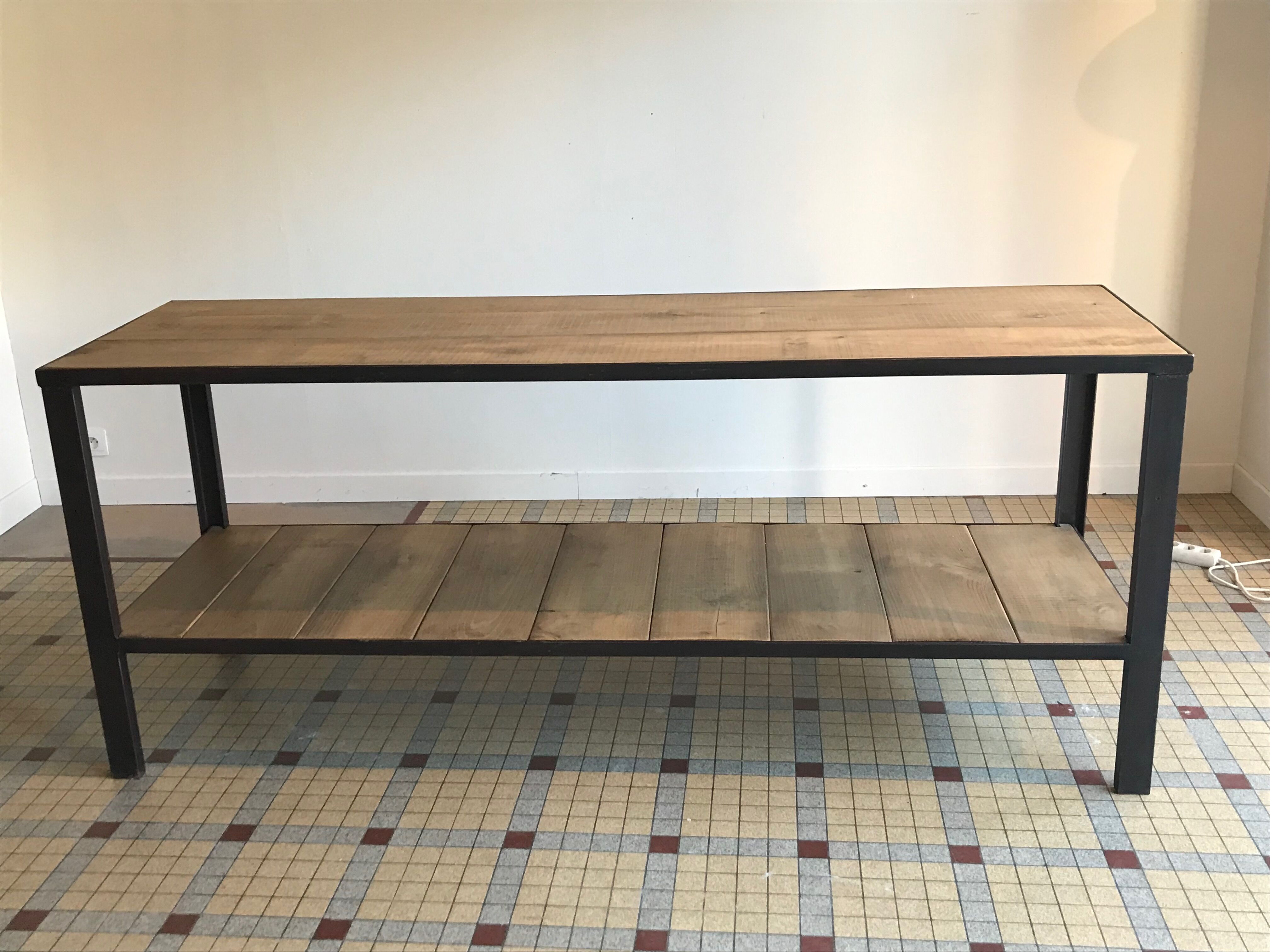 Metal and wood console
