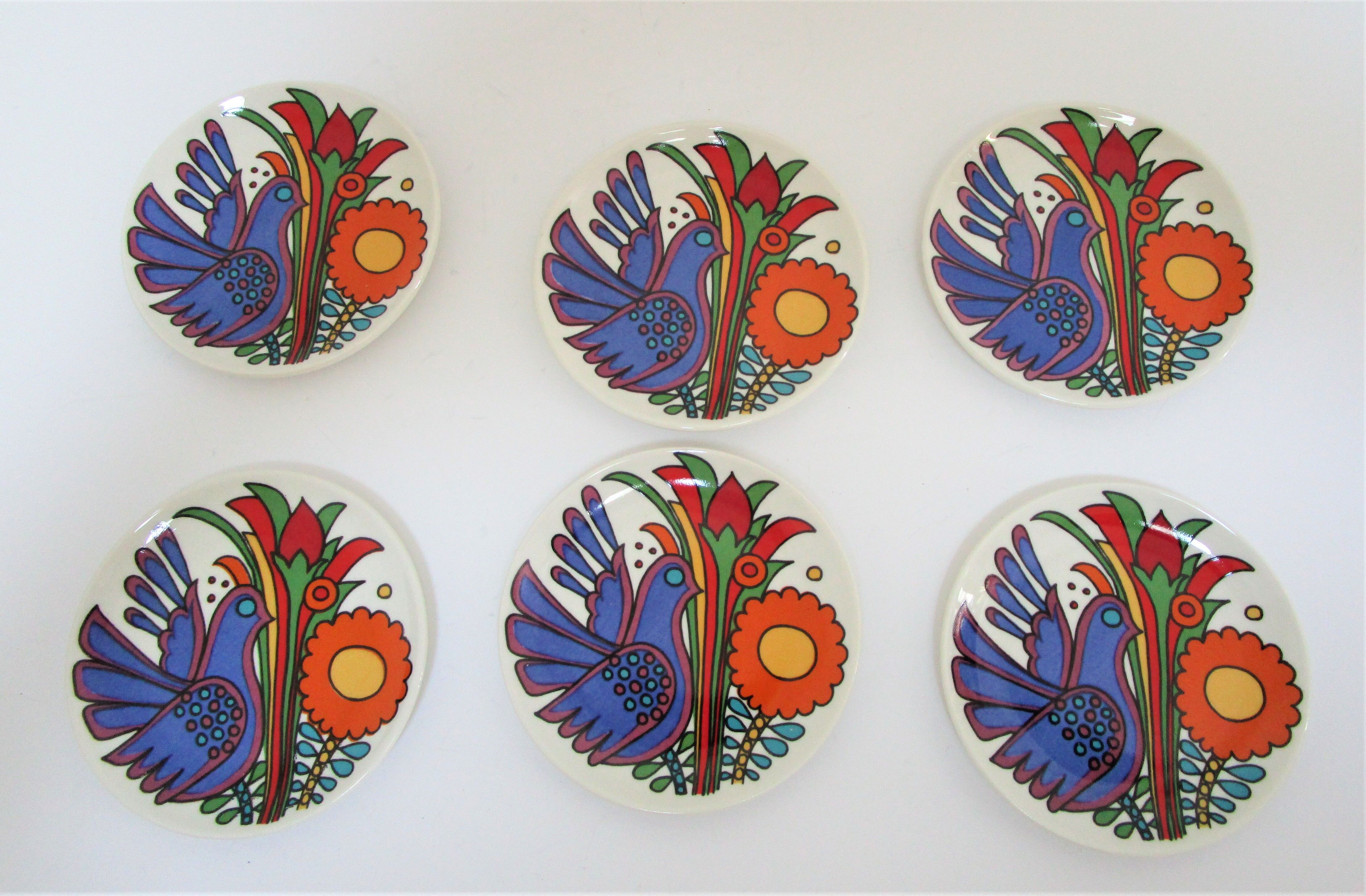 Six butter plates Acapulco Villeroy and Boch 70s