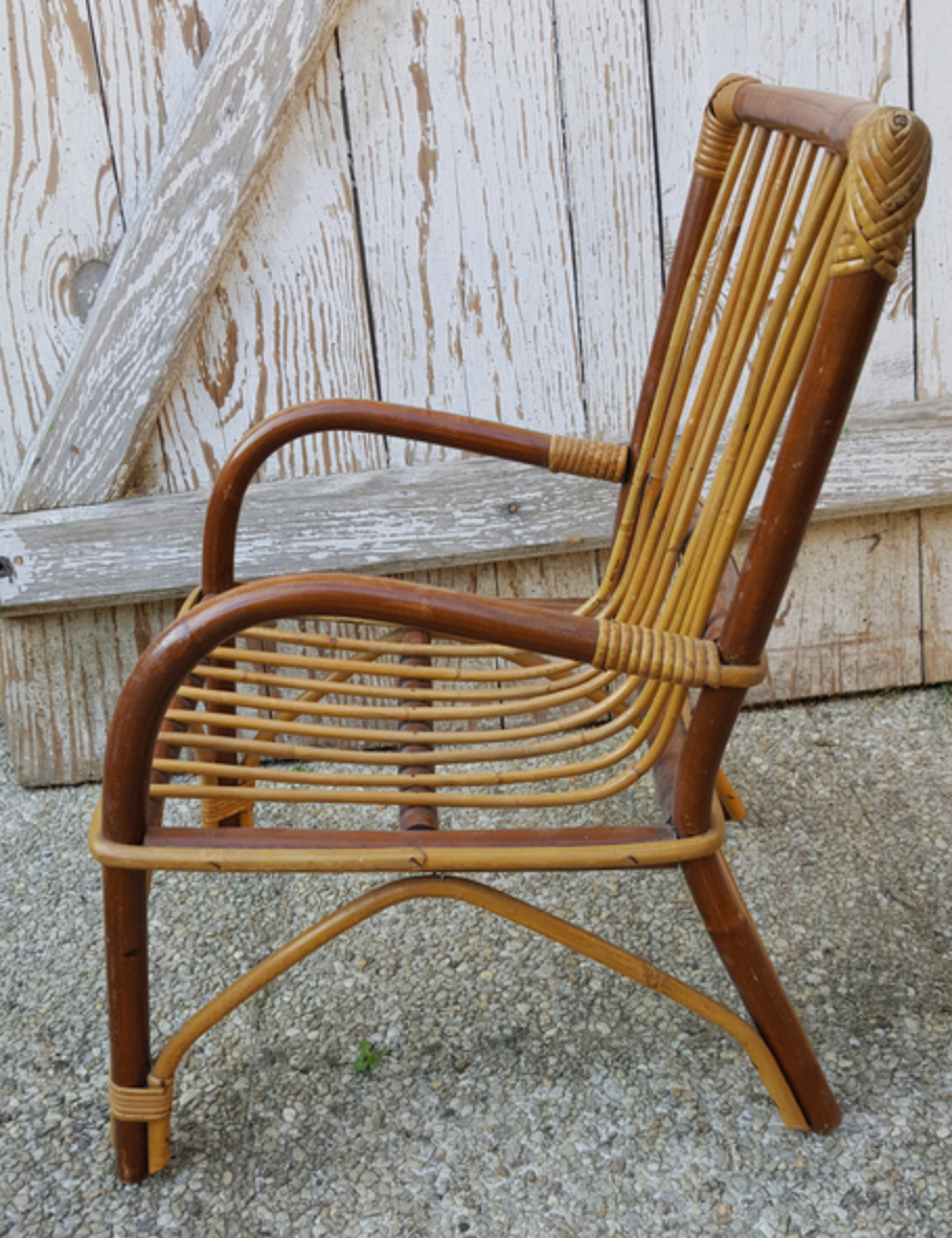 Toddler armchair bamboo and rattan, vintage, years 60