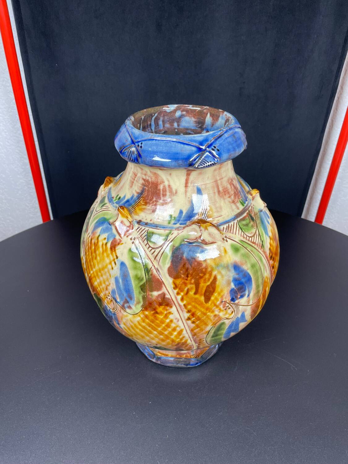 Large signed colorful vase