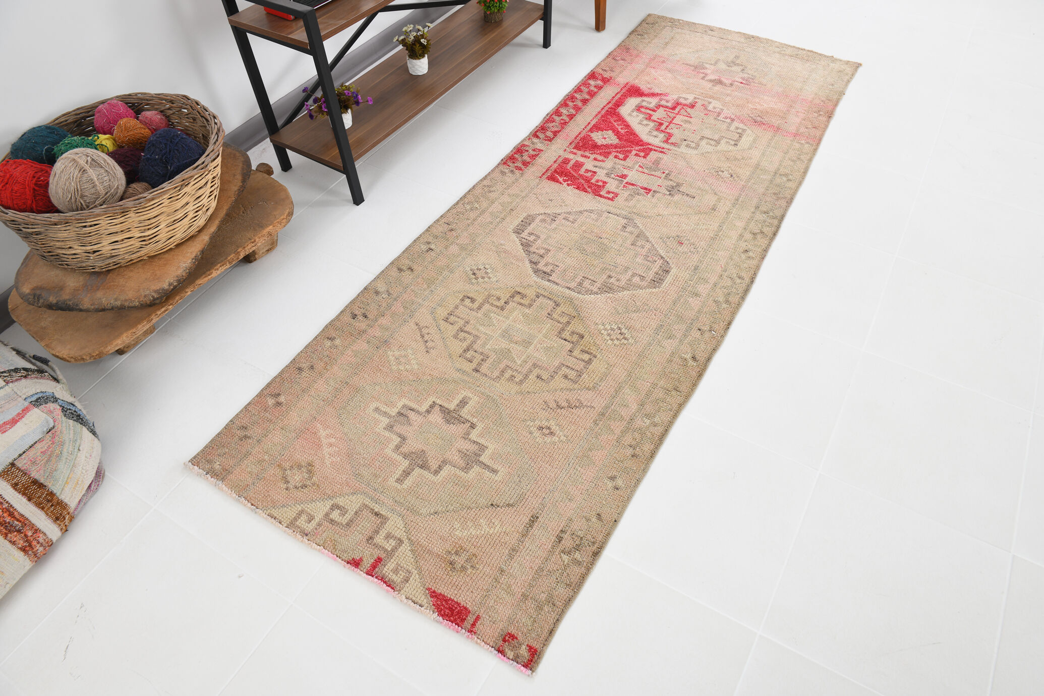 Short turkish runner rug 89x256cm