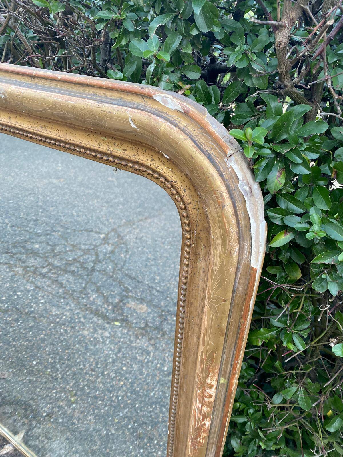 Louis Philippe mirror in solid wood and gilded stucco 19th century 125x80cm