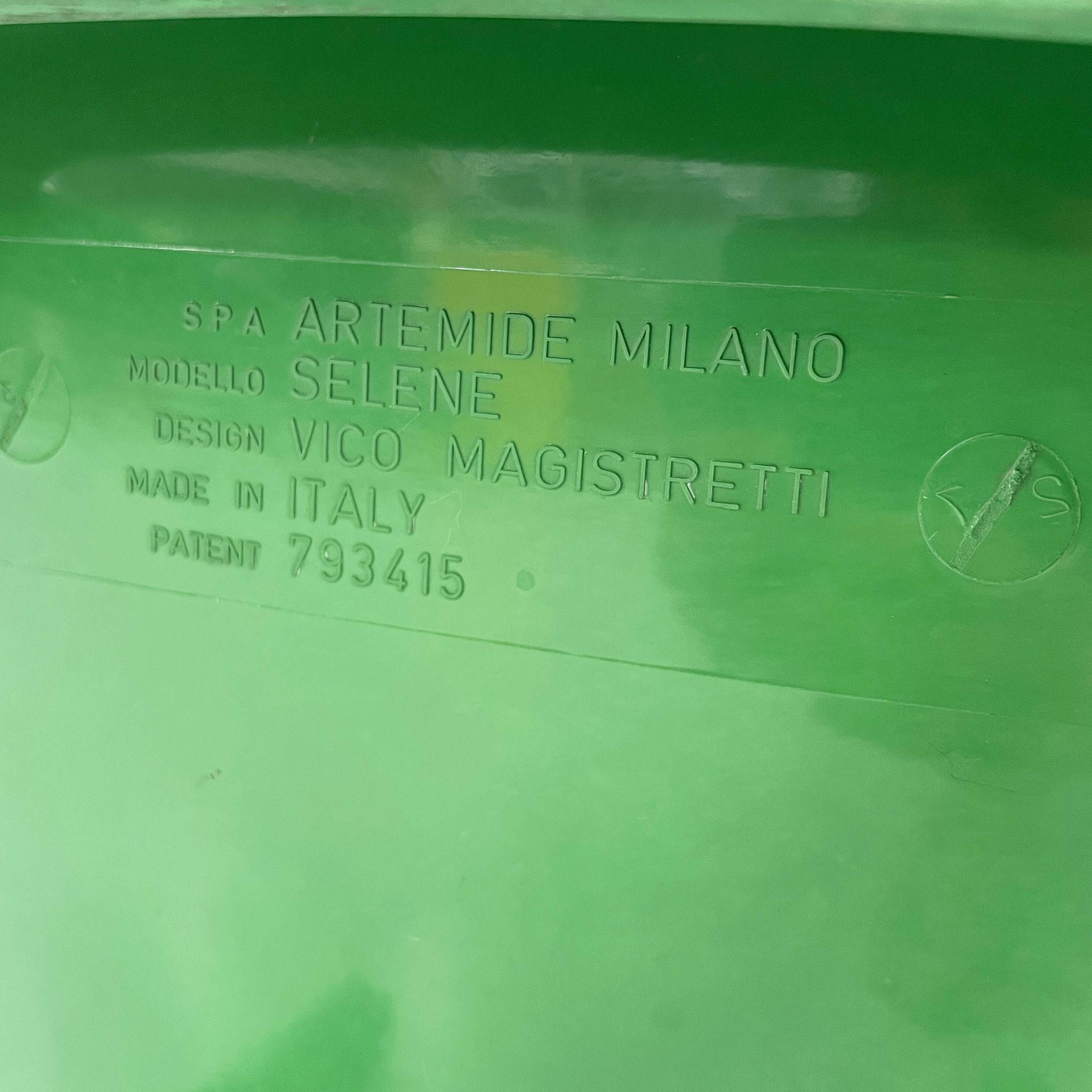 Set of 4 green Selene chairs by Vico Magistretti for Artemide, 1970