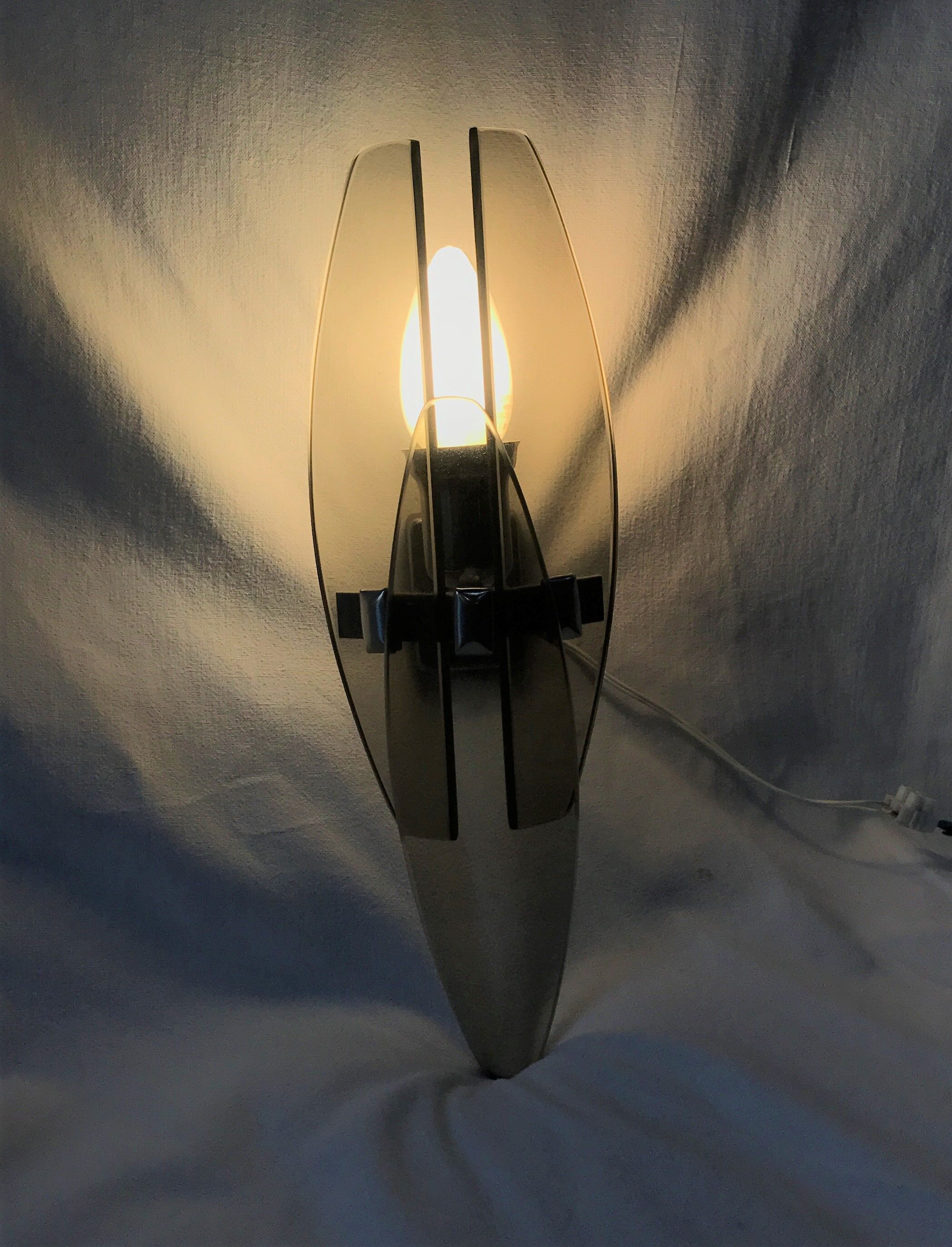 Marrron and steel smoked glass wall sconce