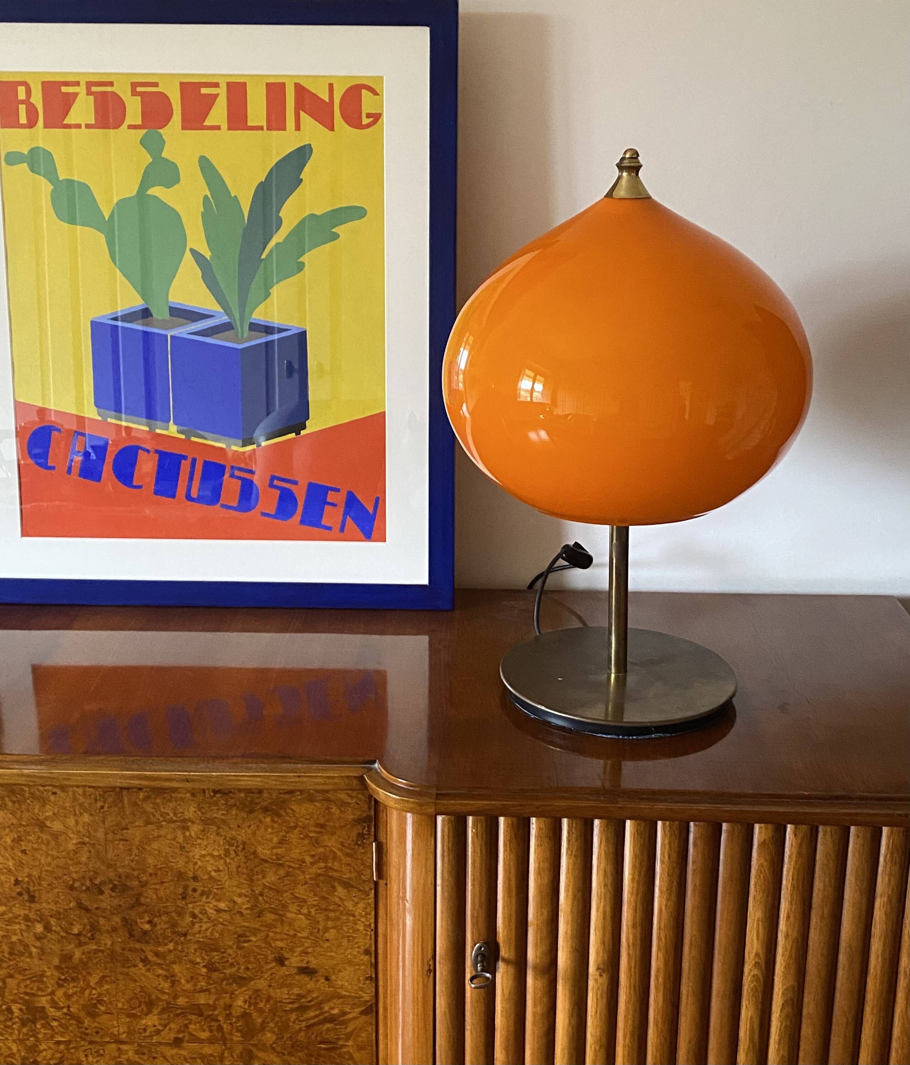 Mid-century modern orange glass Table lamp, Vistosi Italy, 1960s
